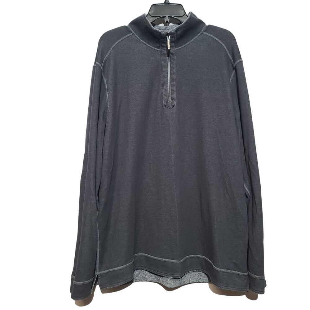 Tommy Bahama Reversible 1/2 Zip Pullover Gray Black XL GUC Cotton Stretch - Picture 4 of 5